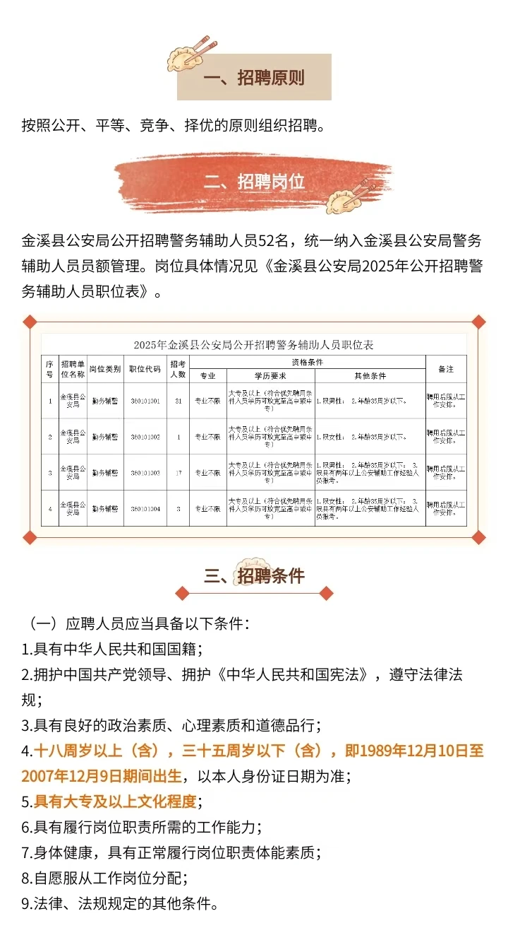 金溪公安局招聘52人