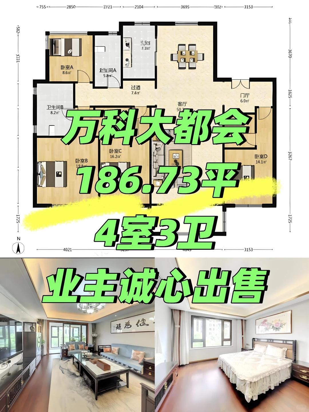 南京南站万科大都会186.73平米大平层诚心出