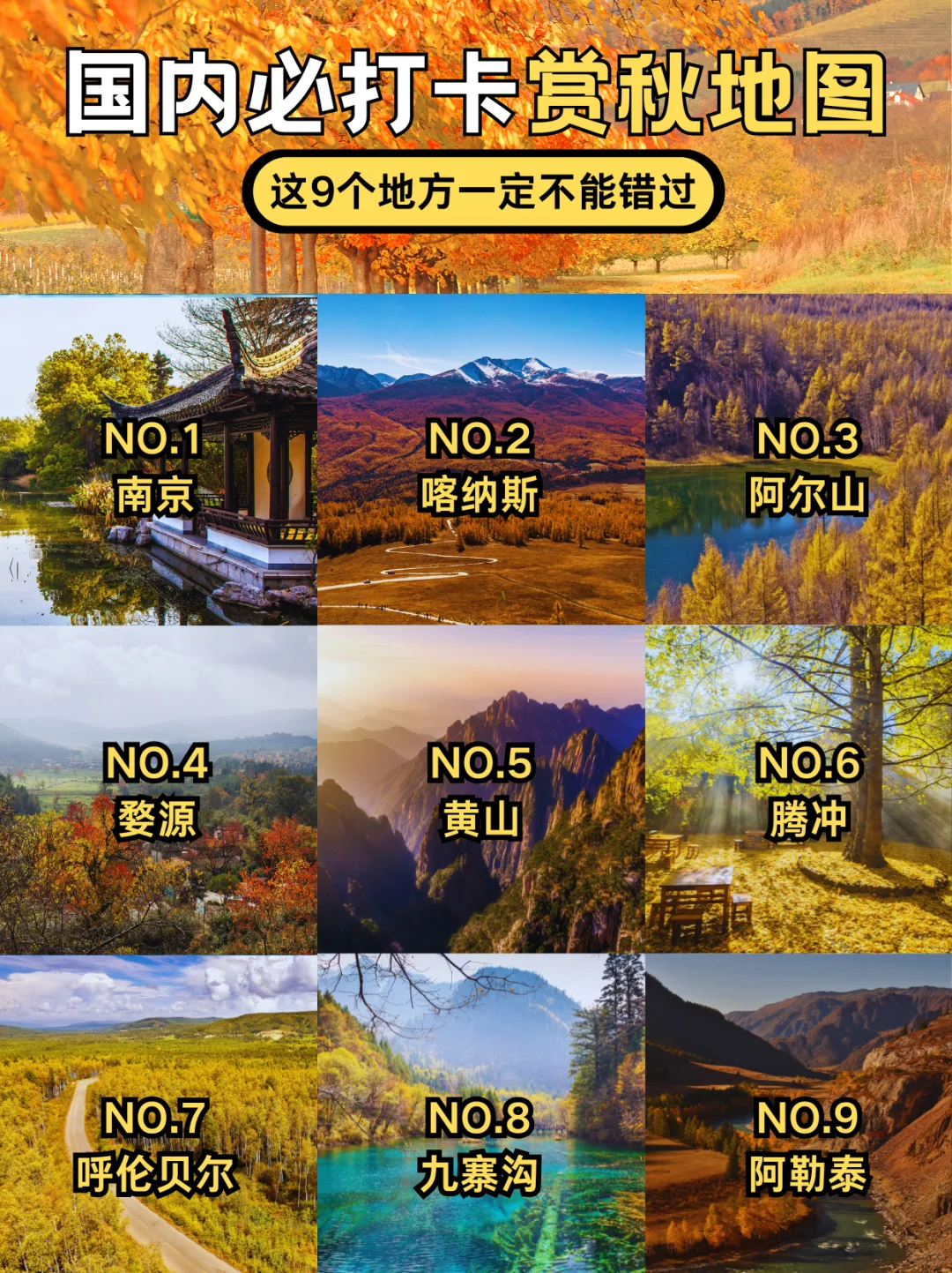 全国赏秋路线TOP9，你想去的第一站是哪？