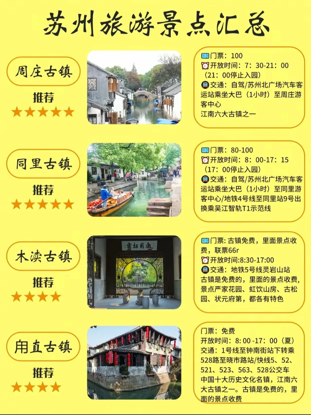 苏州各大景点旅游信息手册📔