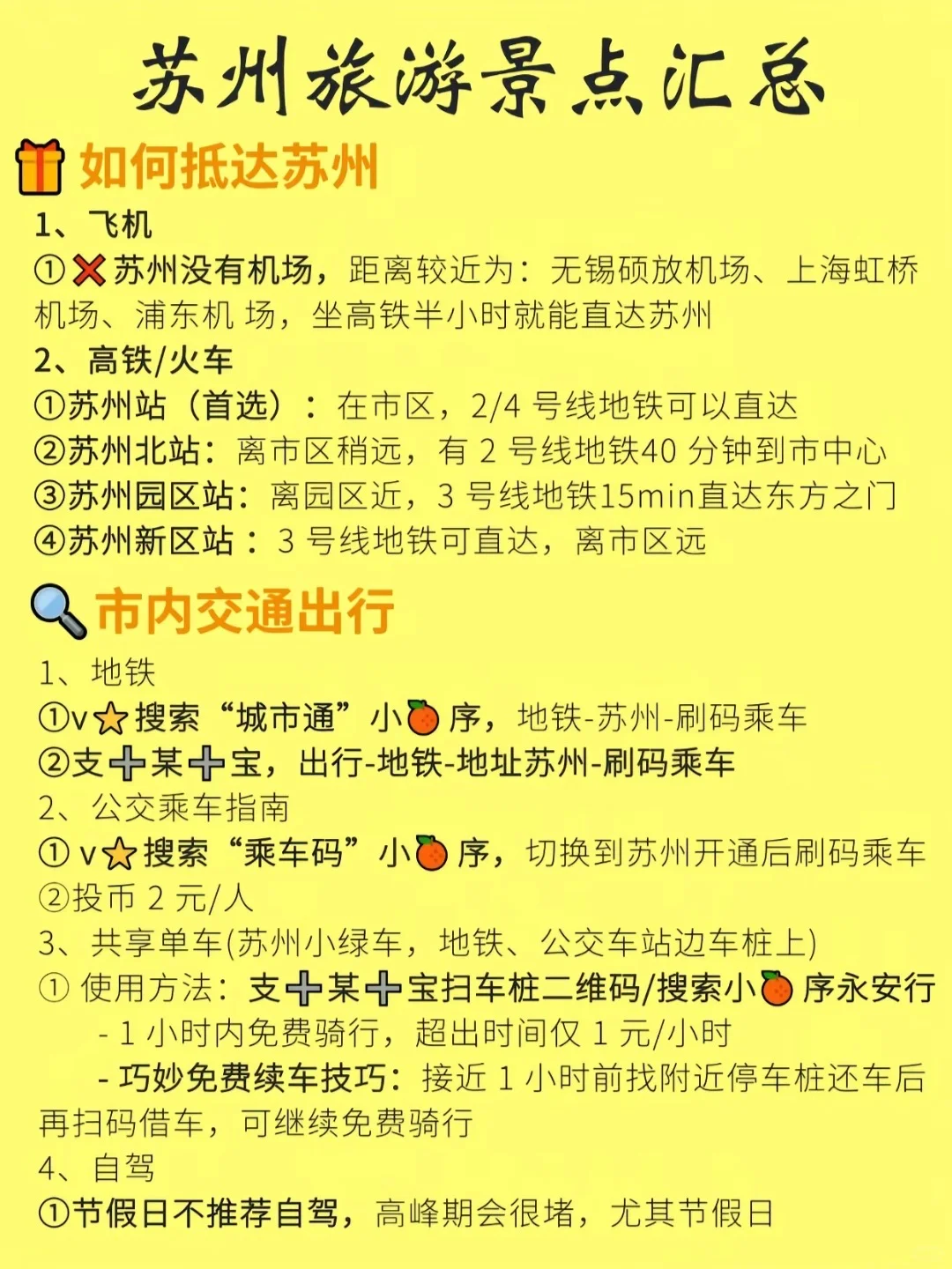 苏州各大景点旅游信息手册📔