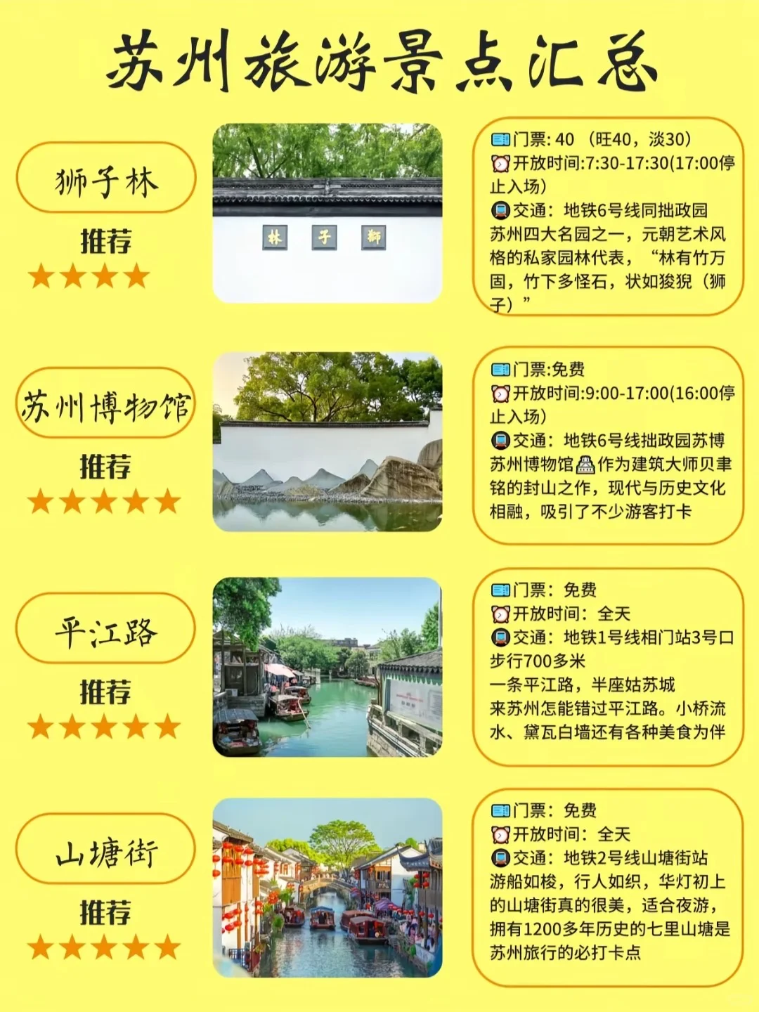 苏州各大景点旅游信息手册📔