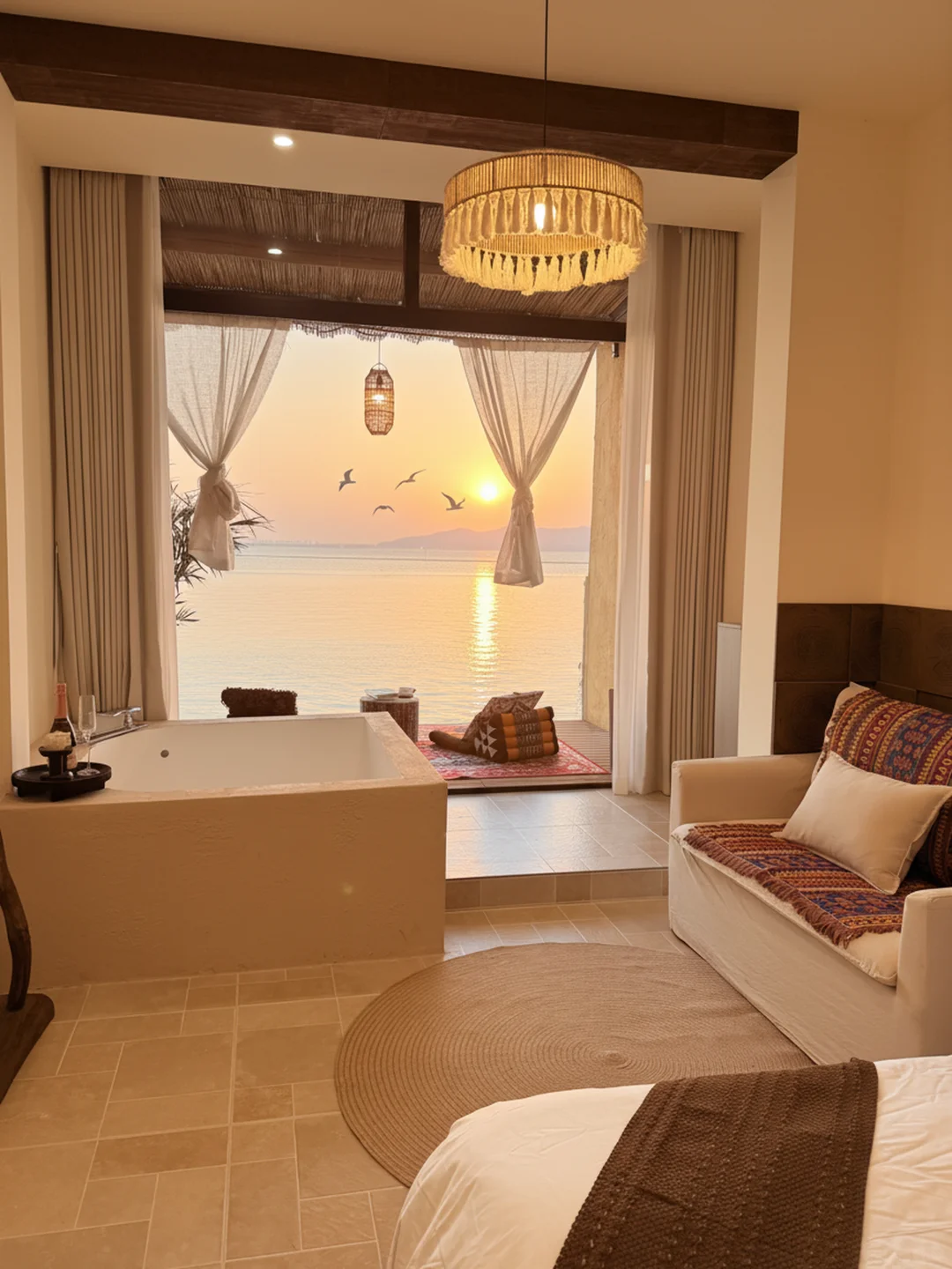 苏州新开，太湖私汤小院，海鸥零距离