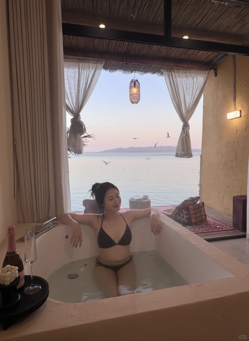 苏州新开，太湖私汤小院，海鸥零距离