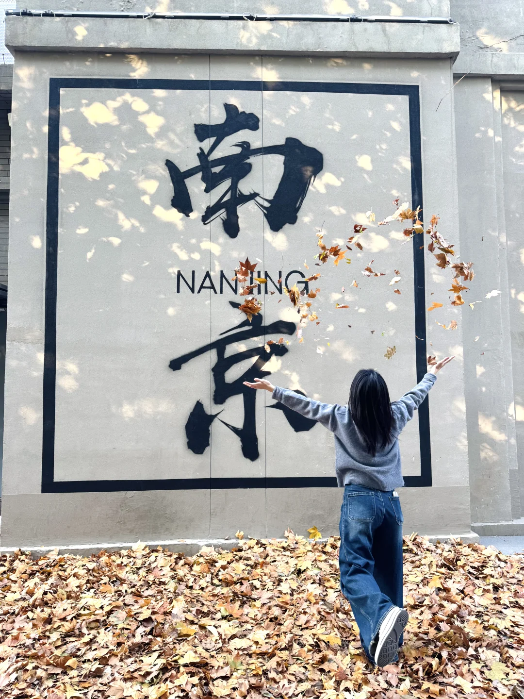 🍂南京网红墙满地梧桐落叶太有氛围感了吧！