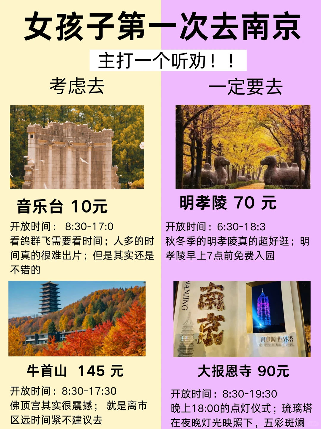 女孩子第一次来南京建议去VS考虑去