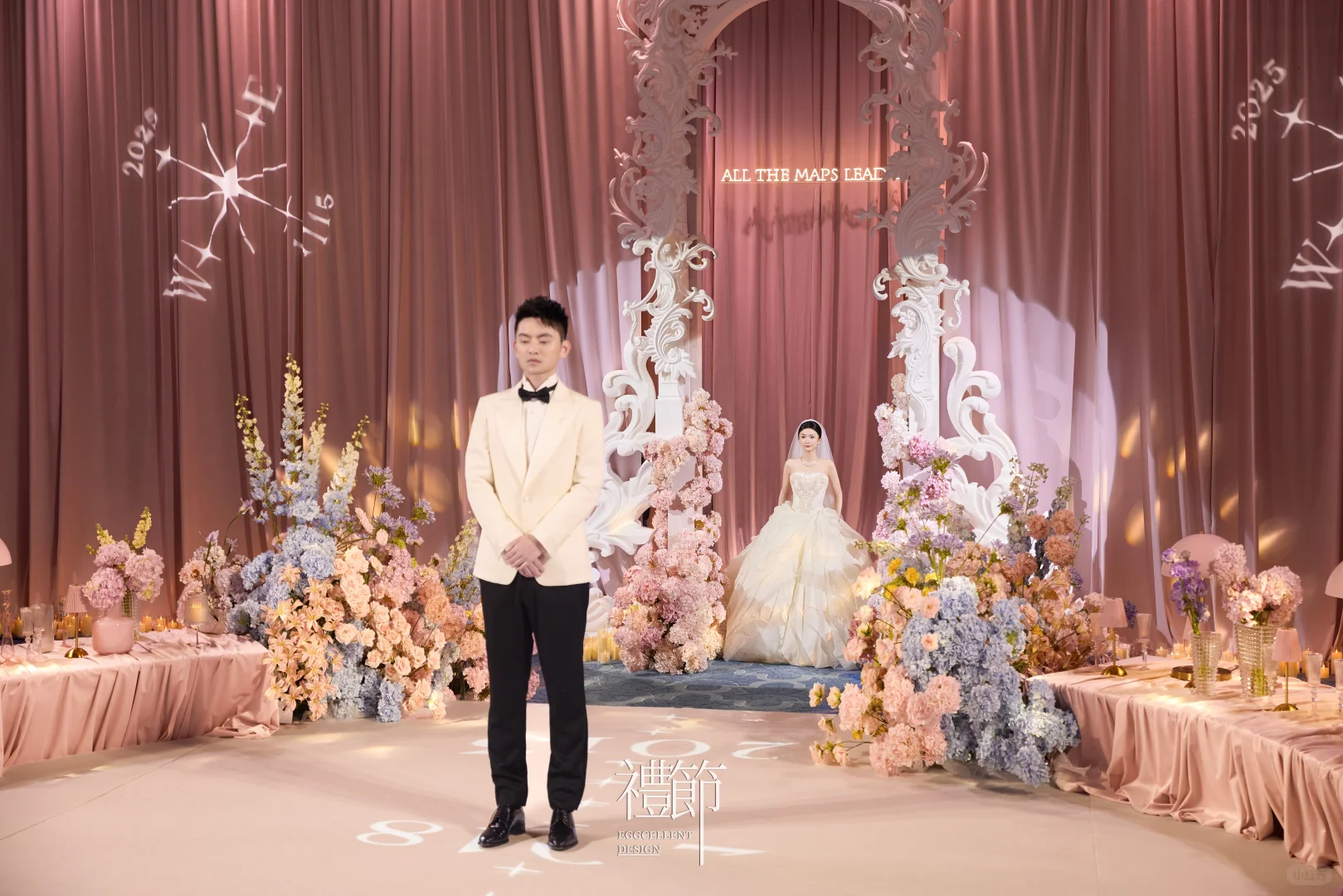 暮色微醺发光的法式日光花园婚礼出场区～