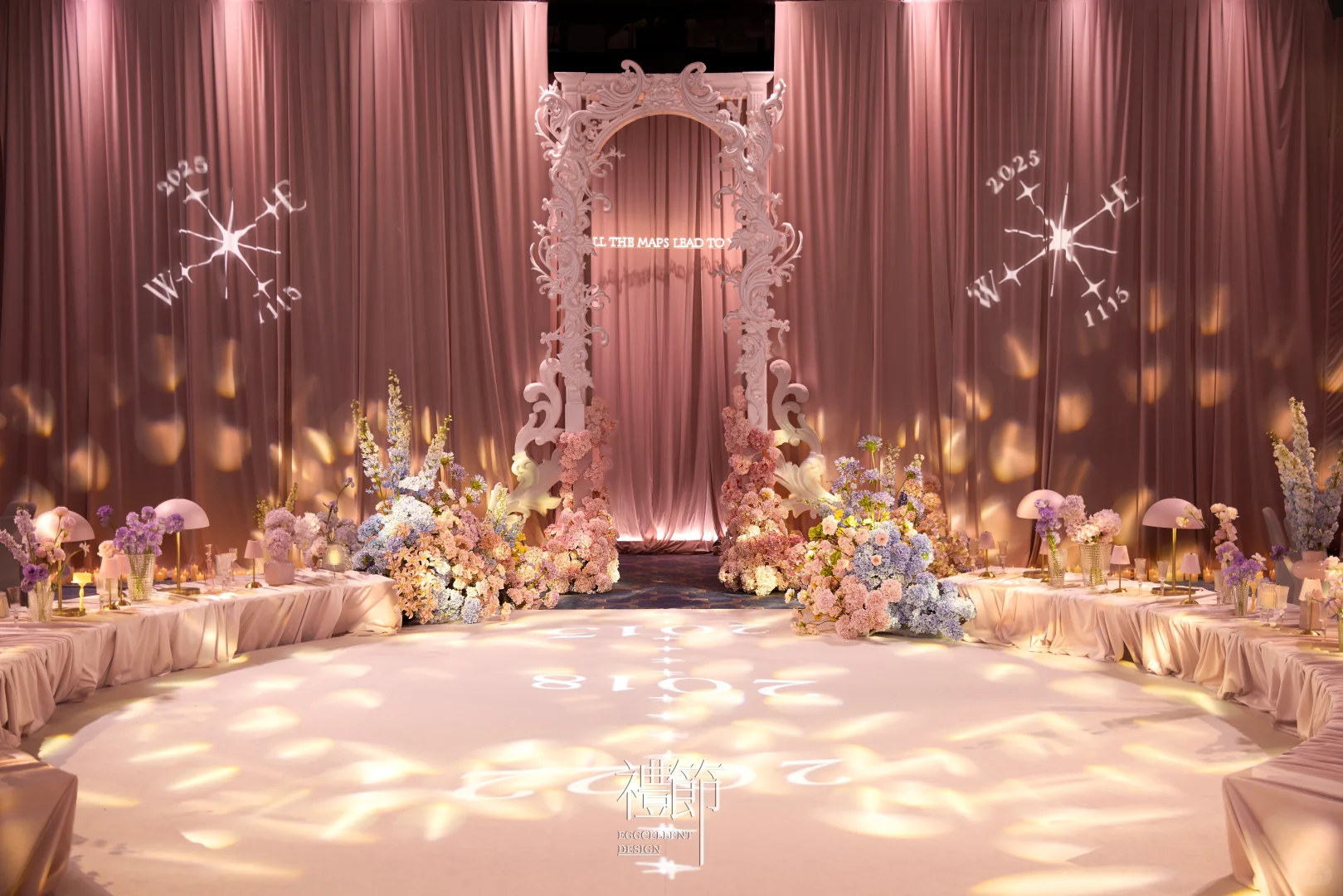 暮色微醺发光的法式日光花园婚礼出场区～