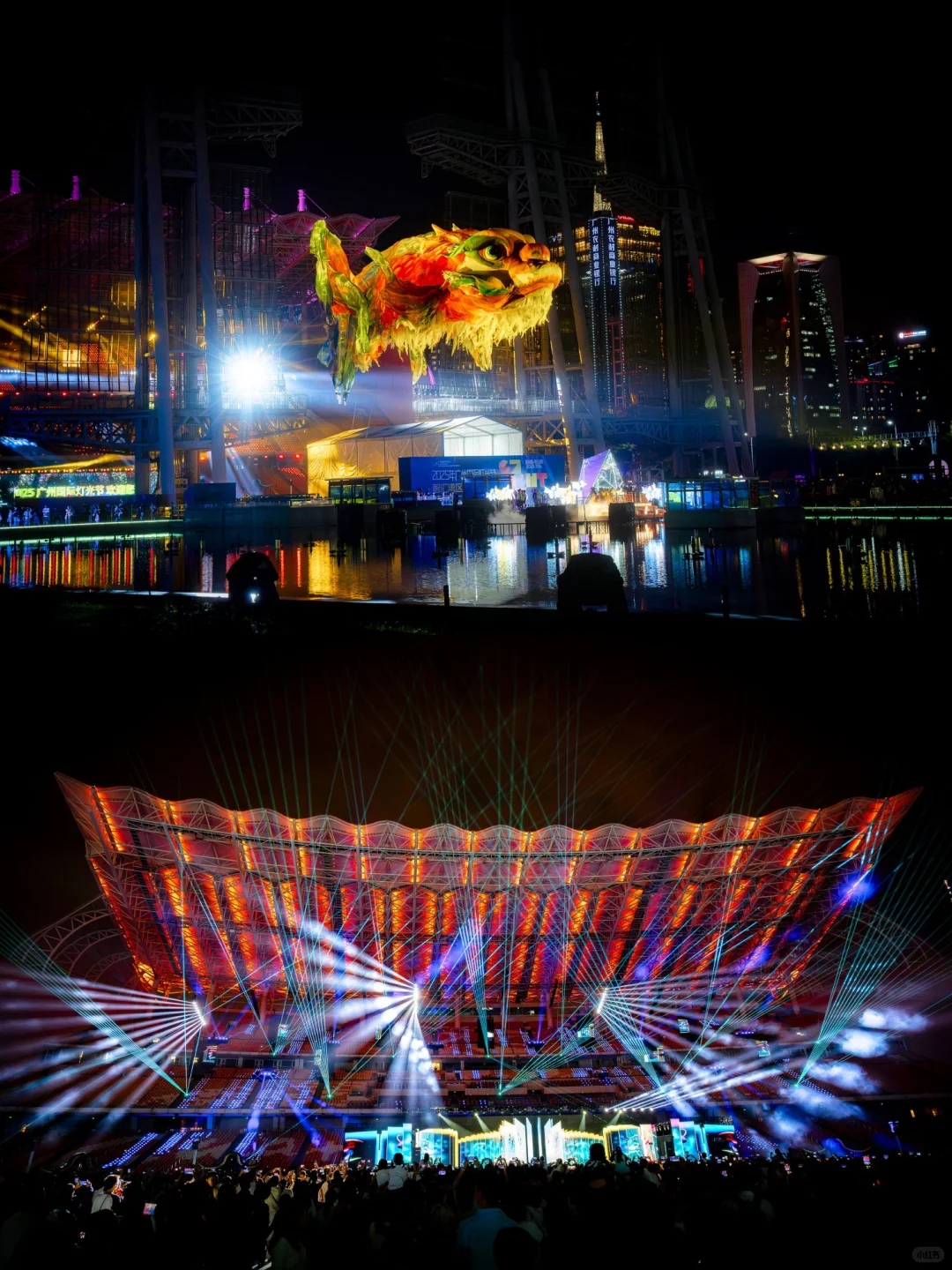 白天如瑞兽，夜晚似幻兽。广州灯光节鳌鱼超酷