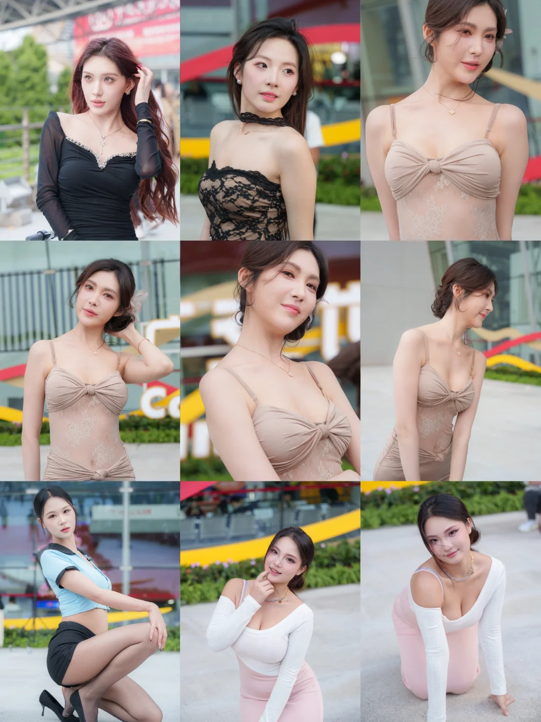 广州车展模特，场外比场内精彩