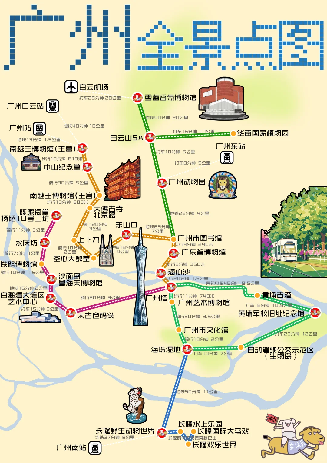 一张图看广州全景点｜含景区内游玩线路攻略