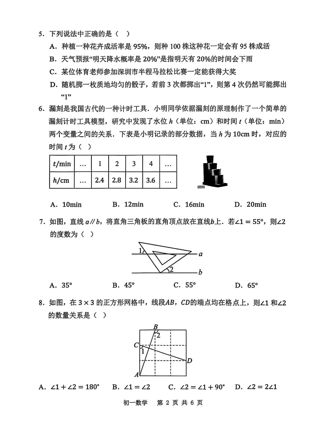 2025深圳罗湖区七（下）数学期末卷（附答案）