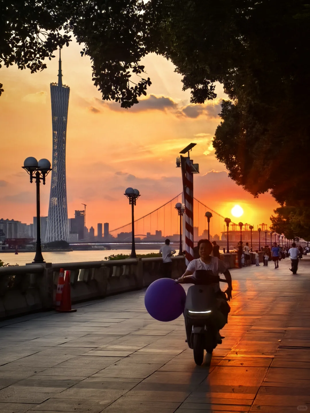 夕阳下的珠江边🌅