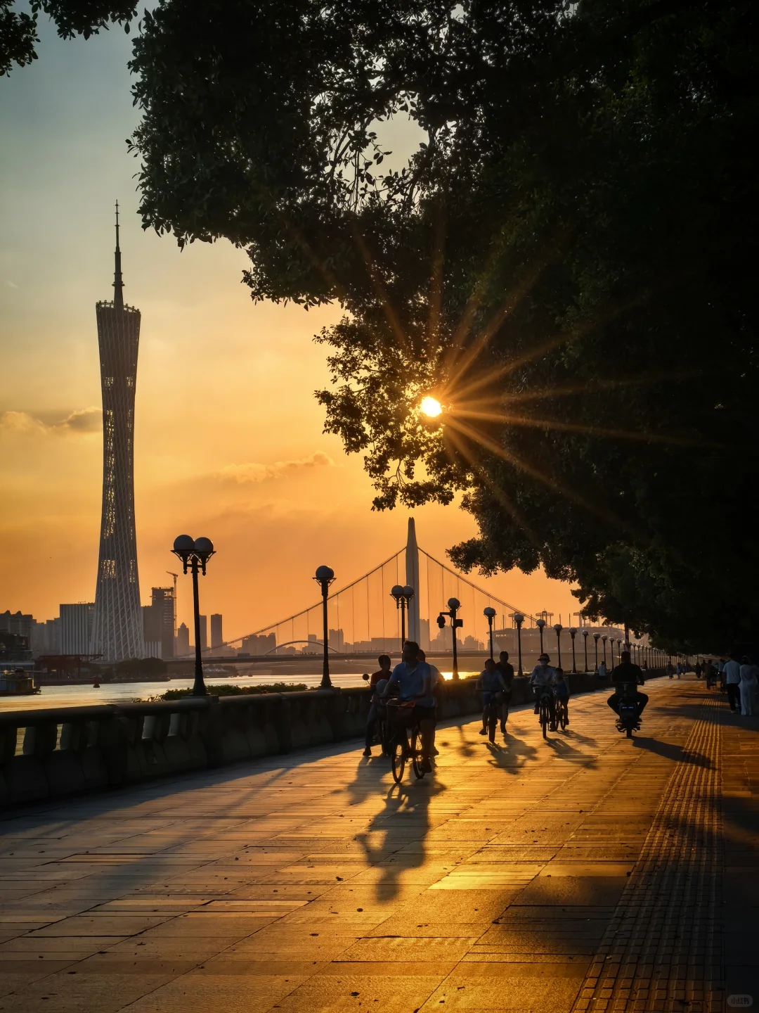 夕阳下的珠江边🌅