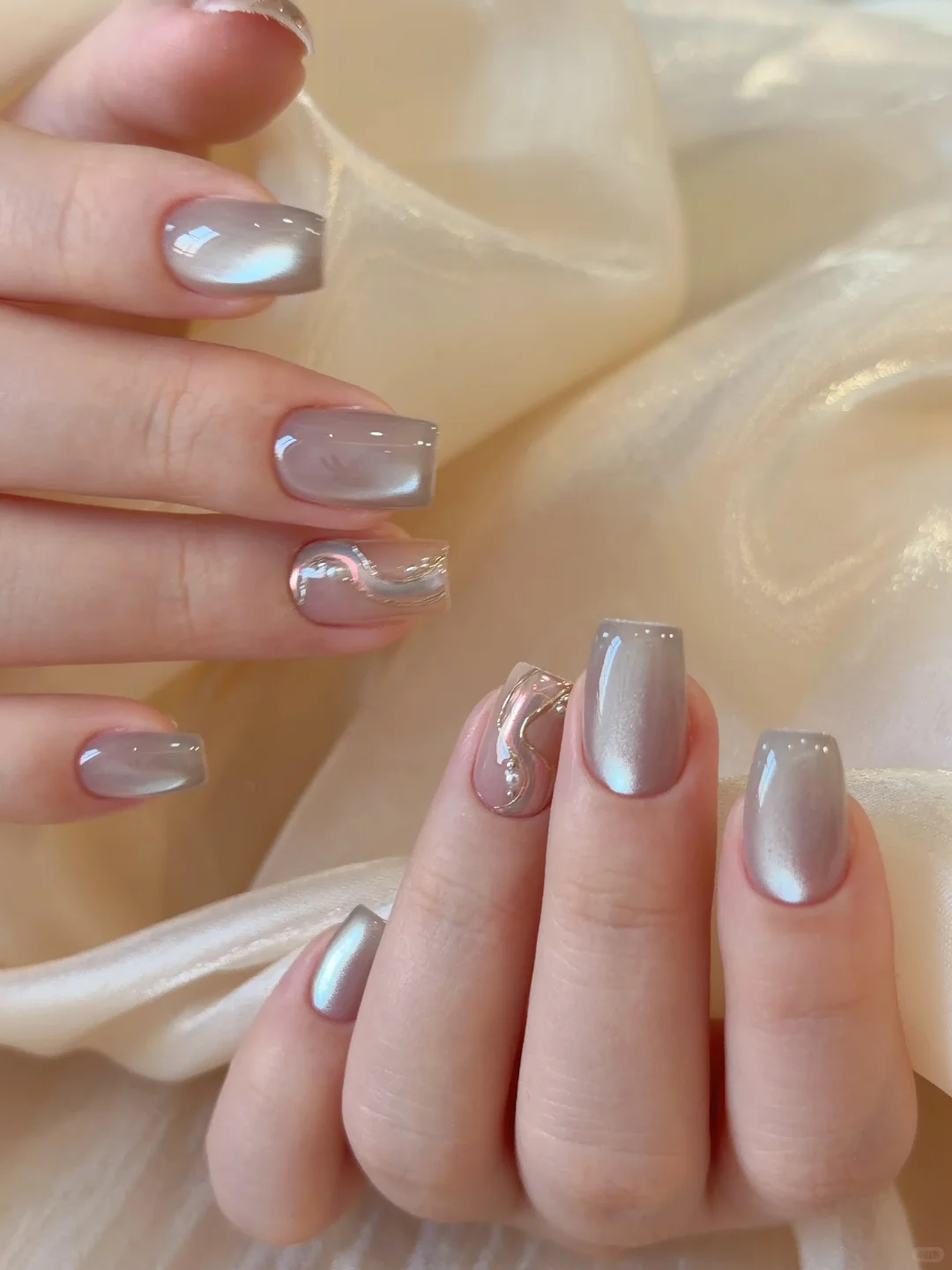 清透感丝带猫眼美甲｜东莞美甲💅