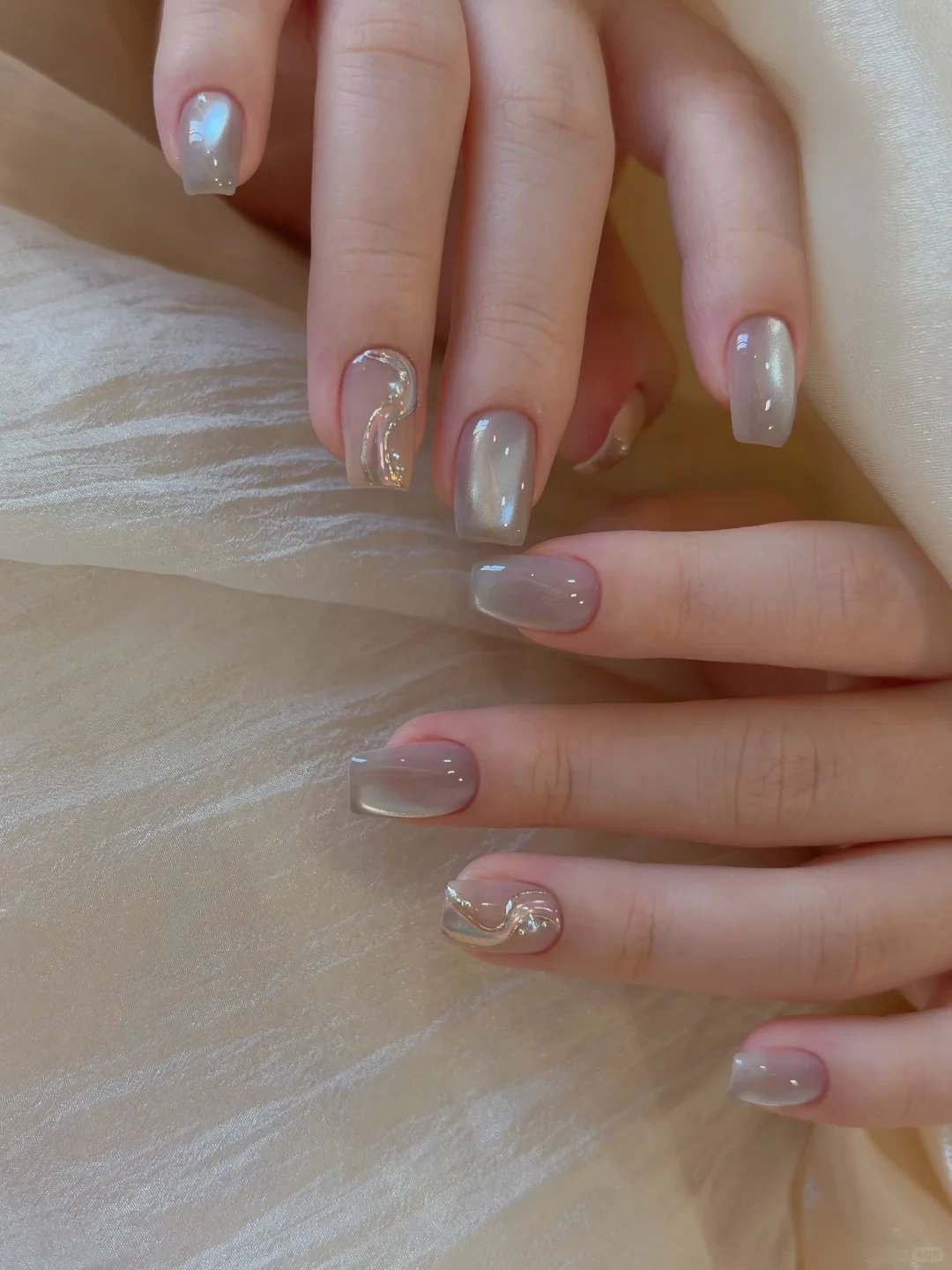 清透感丝带猫眼美甲｜东莞美甲💅