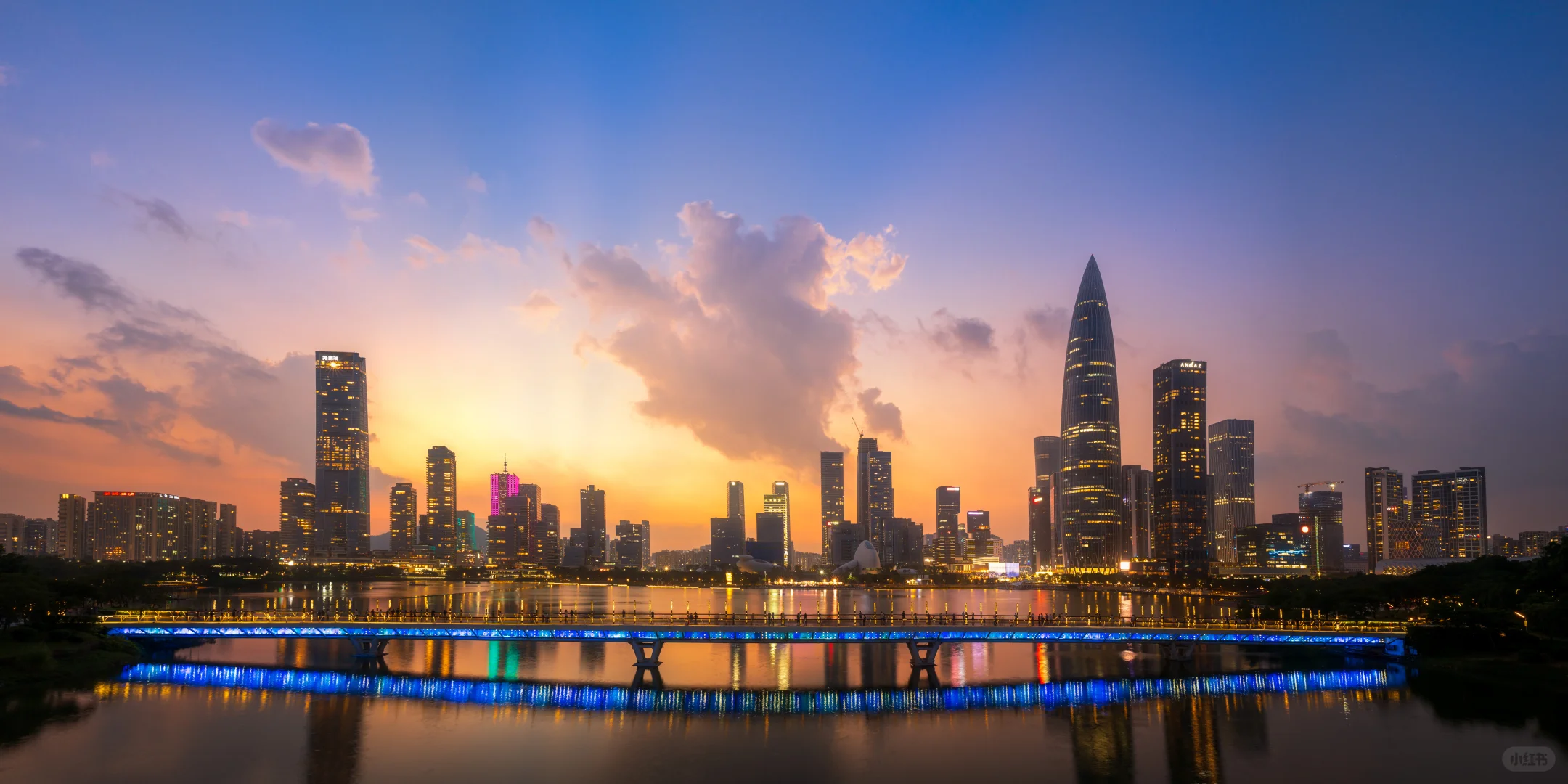 6张图带你看深圳公园晚霞天花板!