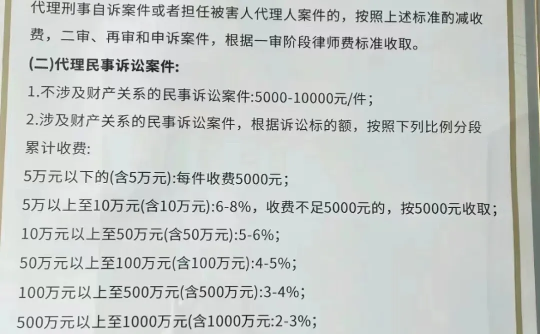 防城港律师收费一览表 不要多给一分钱出去