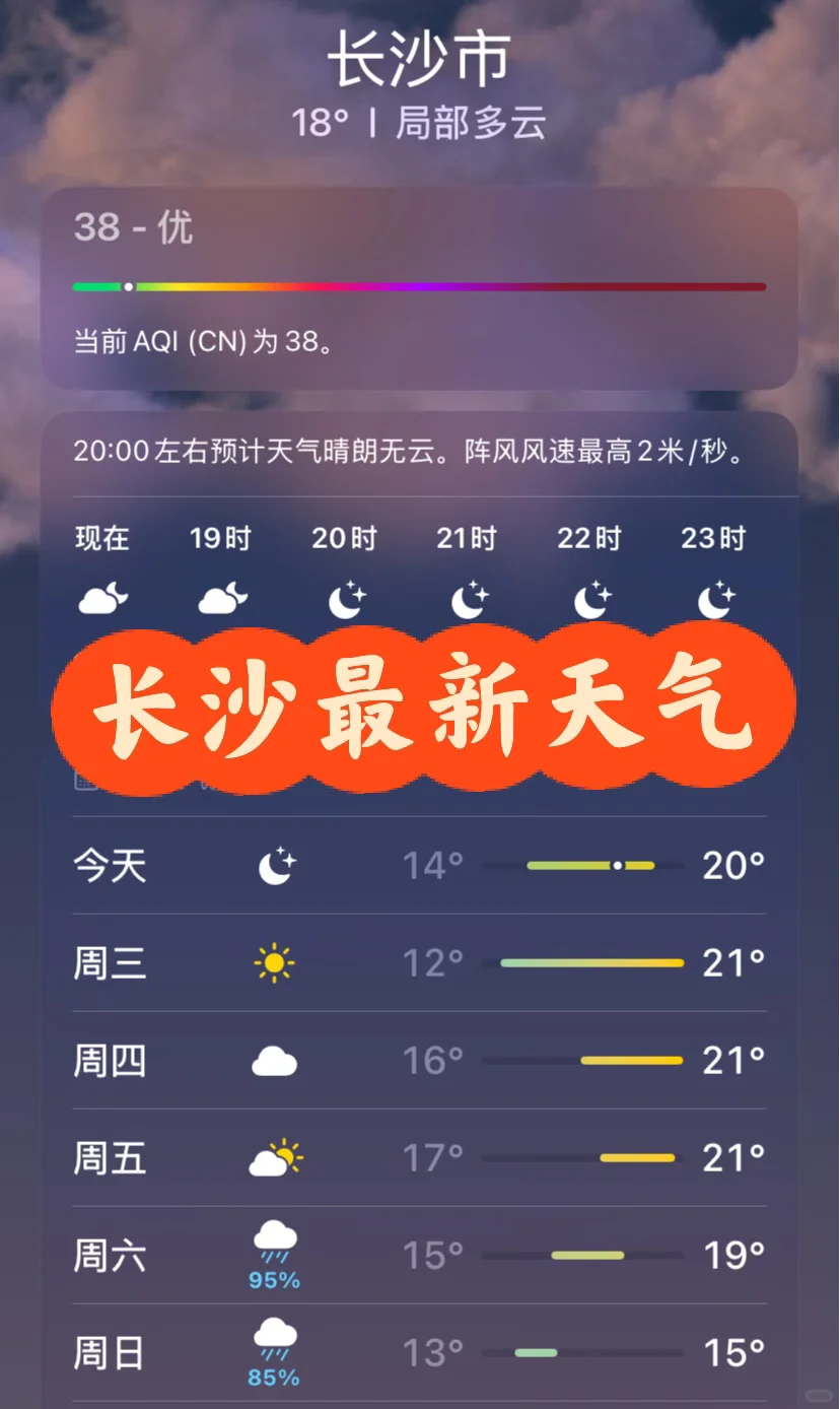 长沙最新天气！随时下雨，做好出行准备