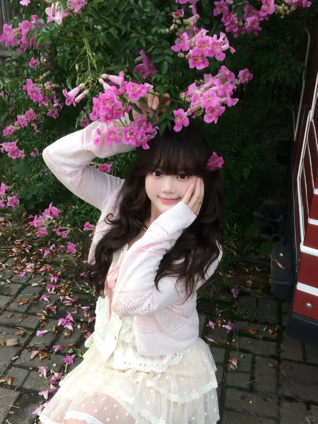 在常德 秋天也拍到粉粉的花墙啦 🌸