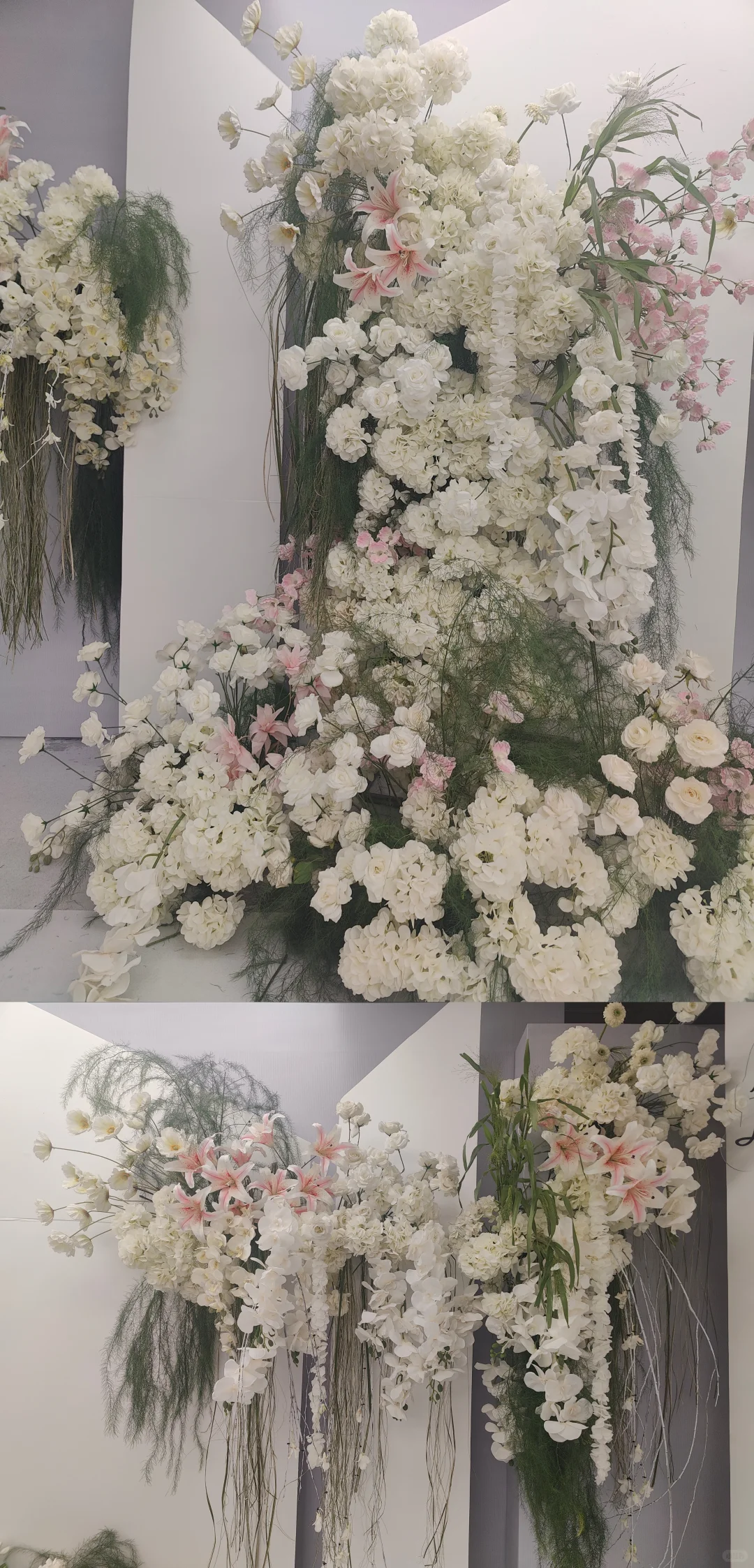 白绿+浅粉点缀的小清新花艺~