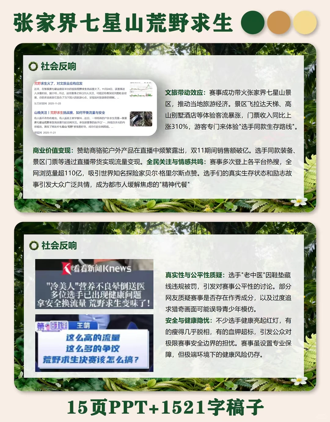 时事热点ppt：张家界七星山荒野求生