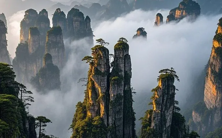 张家界独特的石英砂岩峰林地貌景观