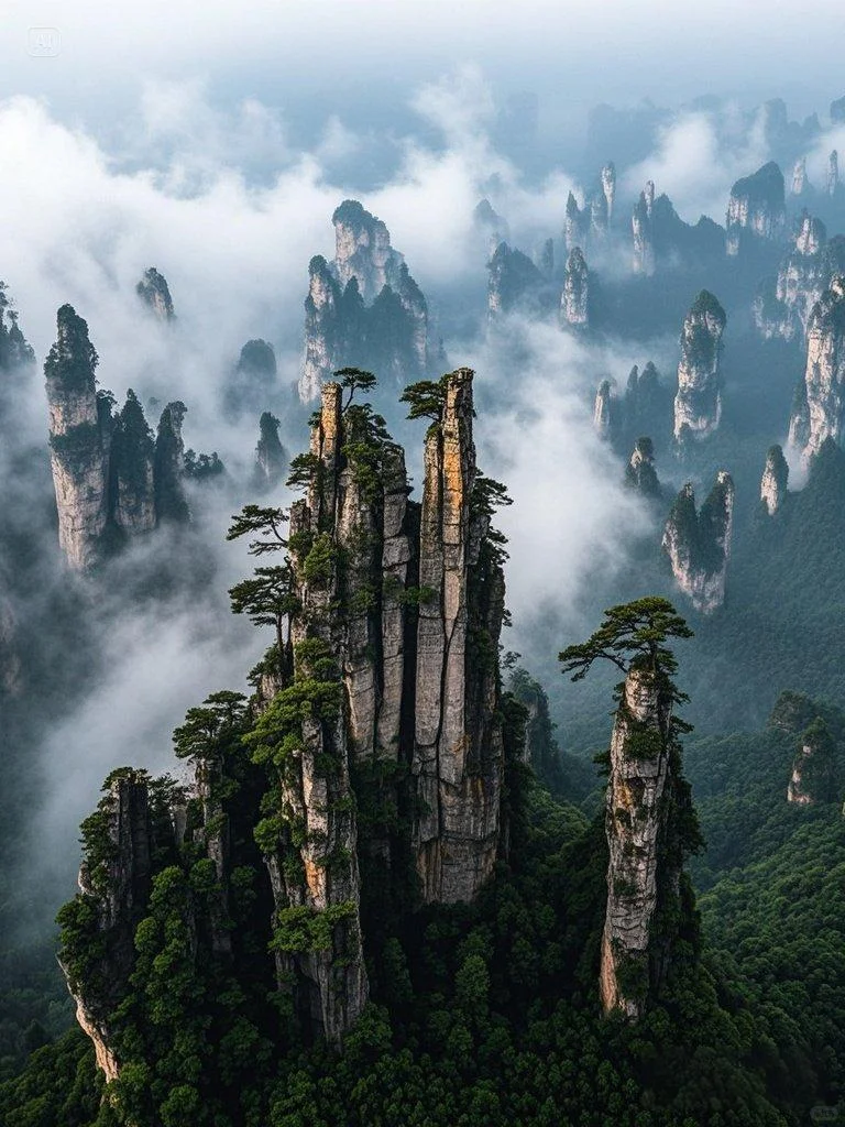 张家界独特的石英砂岩峰林地貌景观