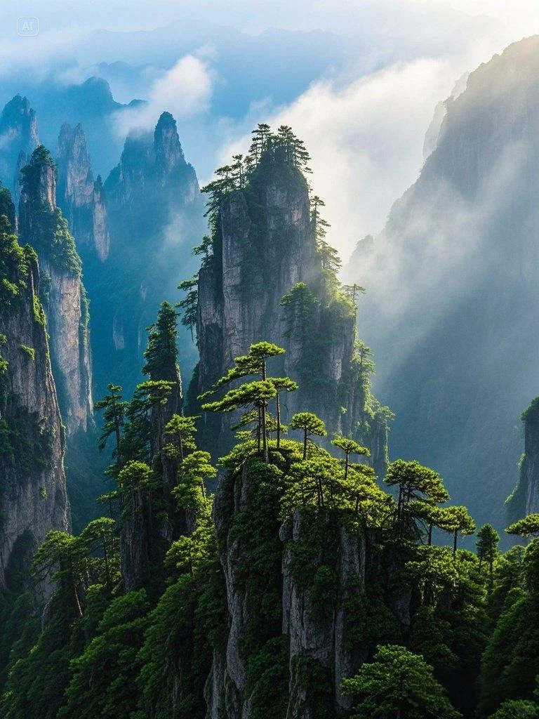 张家界独特的石英砂岩峰林地貌景观