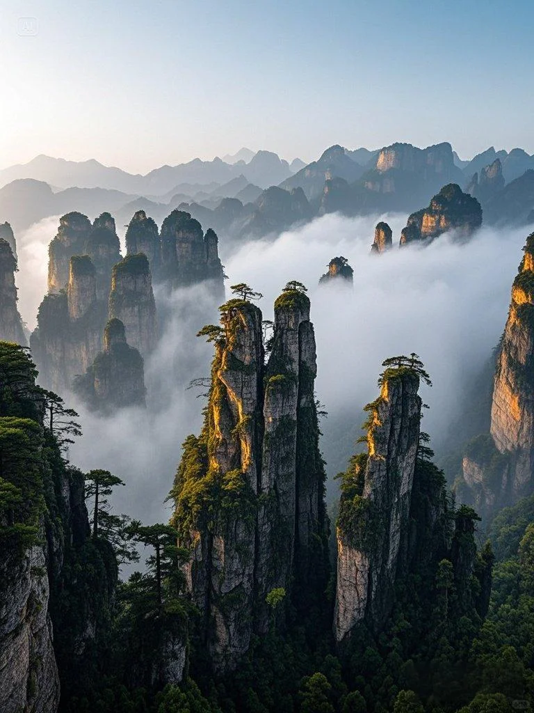 张家界独特的石英砂岩峰林地貌景观