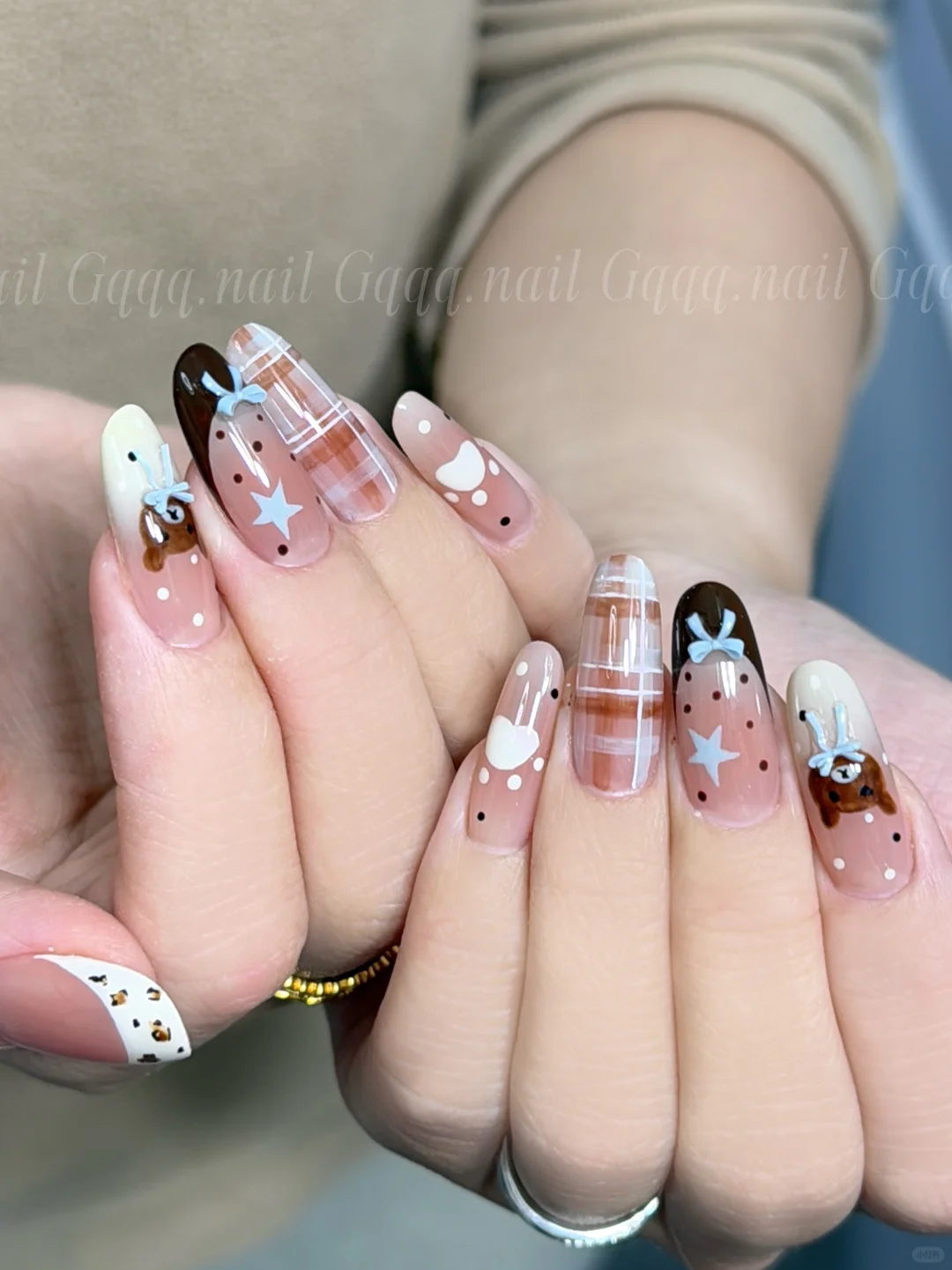 长沙美甲｜秋冬格纹美甲