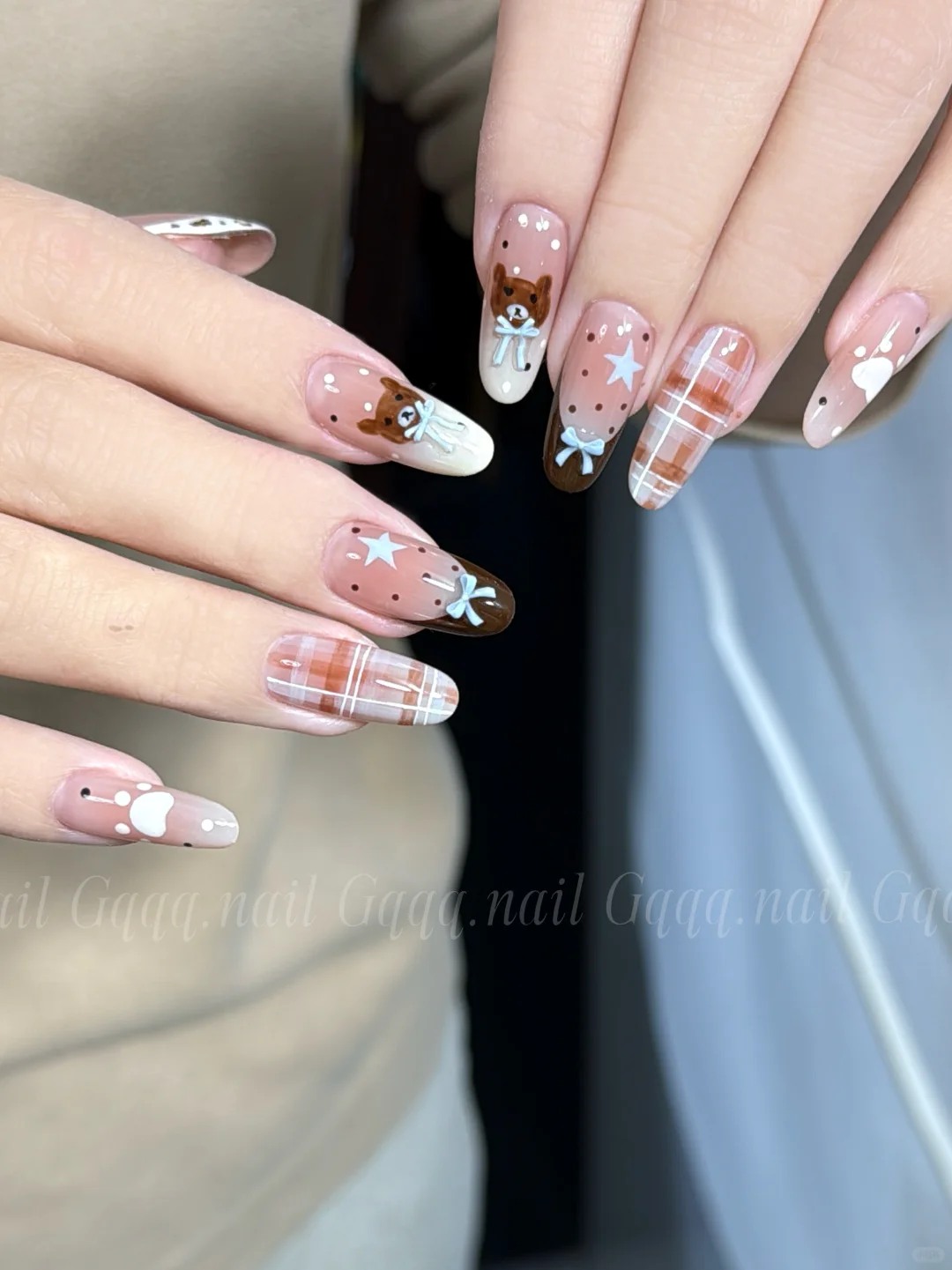 长沙美甲｜秋冬格纹美甲