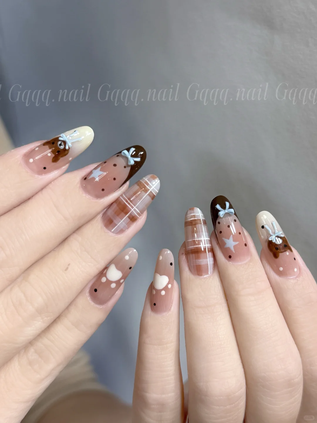 长沙美甲｜秋冬格纹美甲