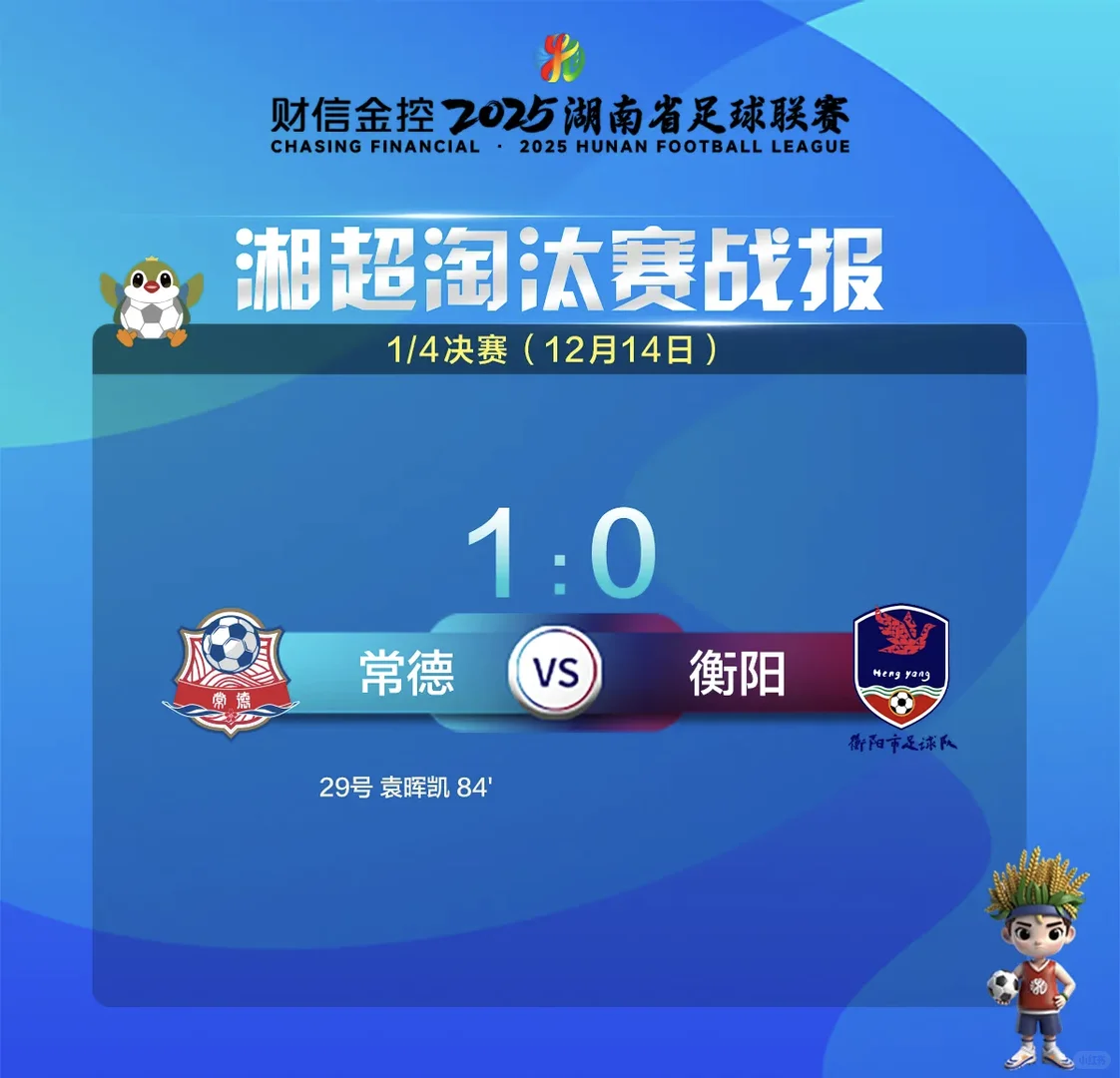 湘超淘汰赛:长沙株洲常德永州晋级4强