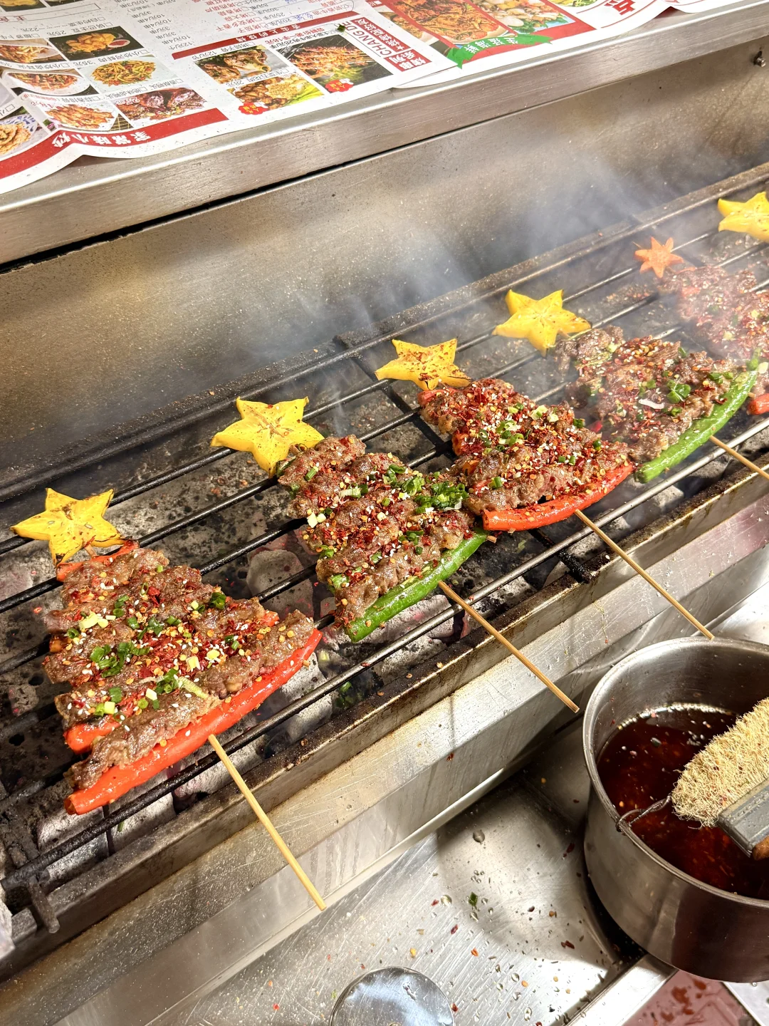Wok  在常德烧烤店吃到了圣诞树🎄！！！