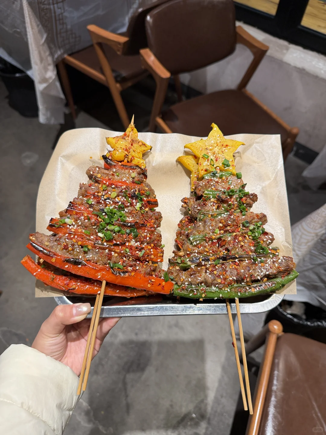 哇！常德限定！！圣诞树烤串！！！