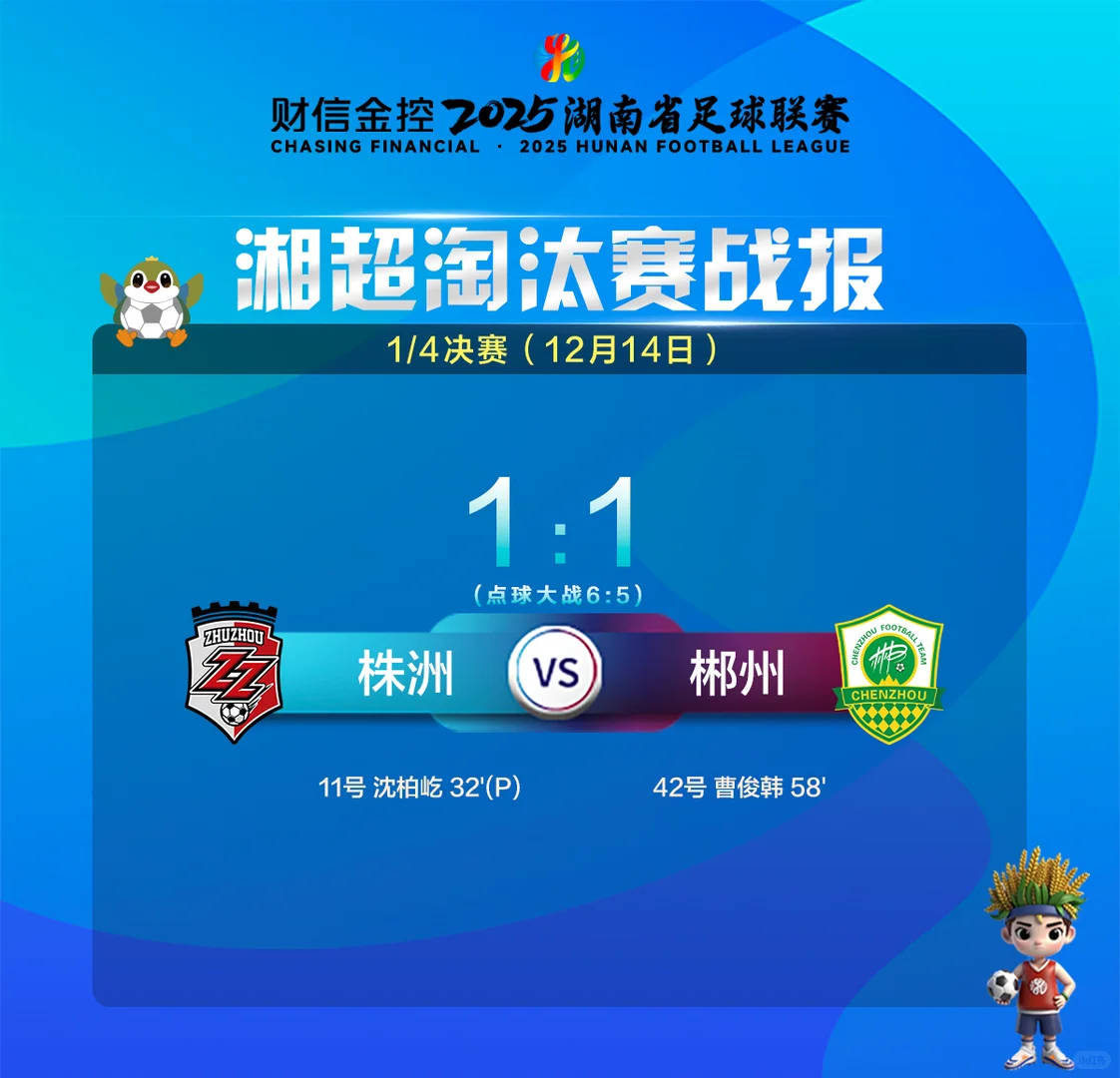 湘超淘汰赛:长沙株洲常德永州晋级4强