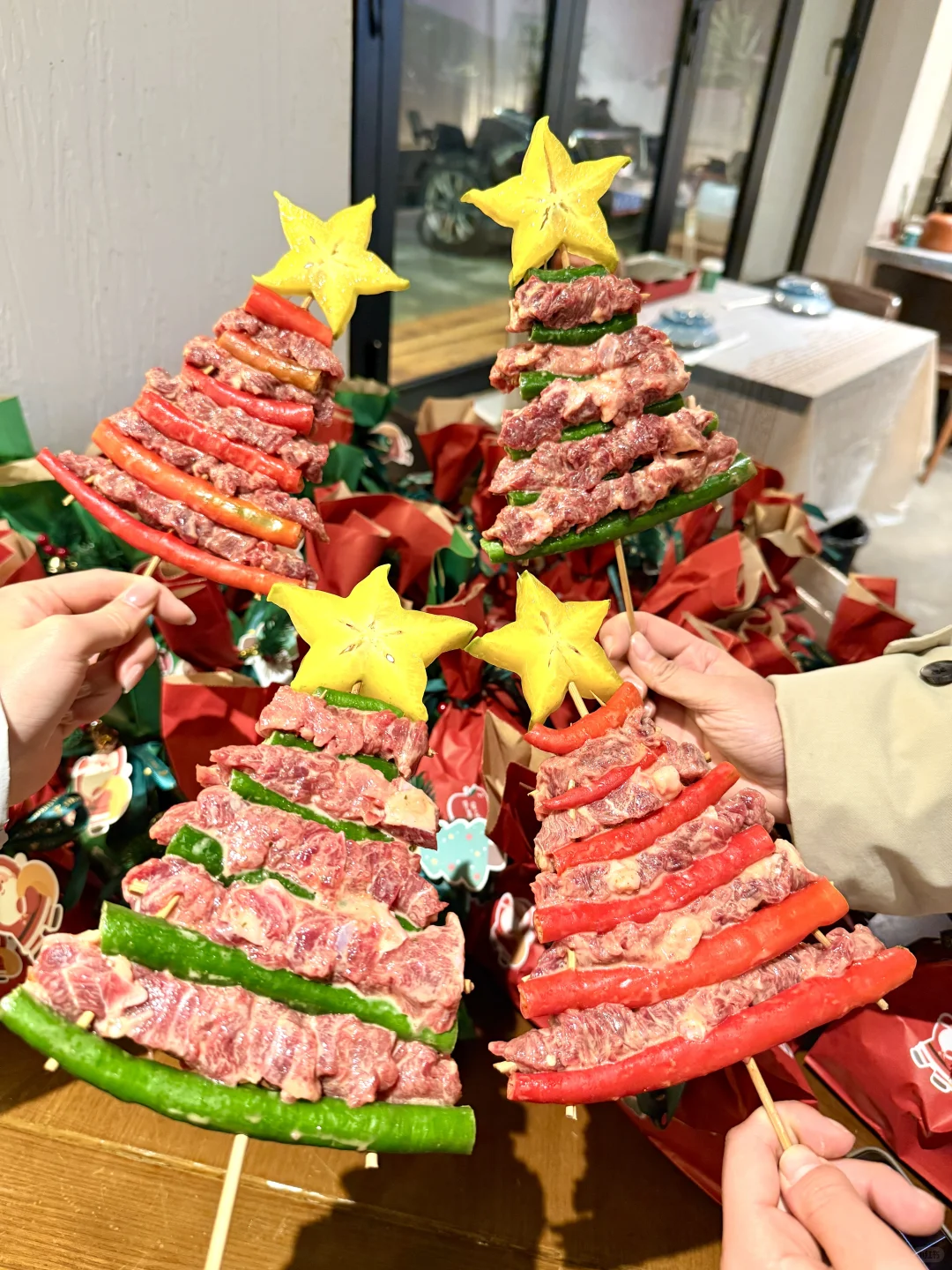 Wok  在常德烧烤店吃到了圣诞树🎄！！！