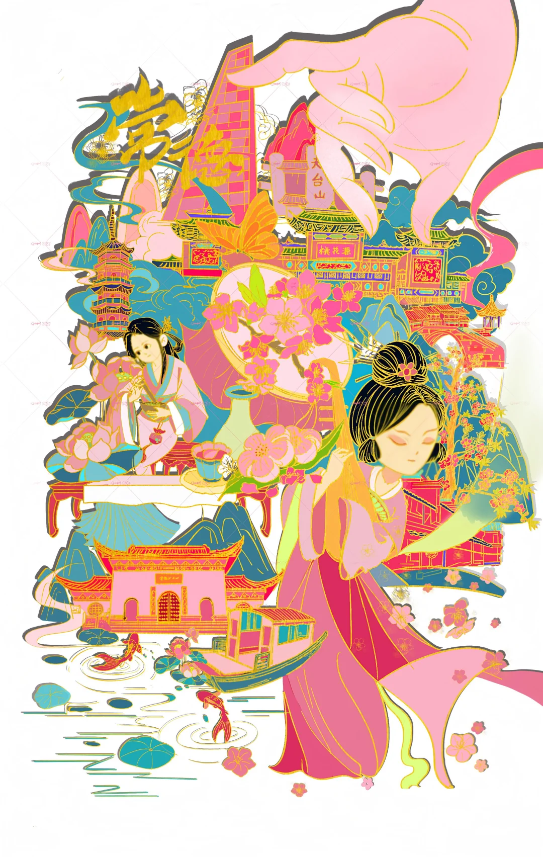 第一次尝试城市海报插画