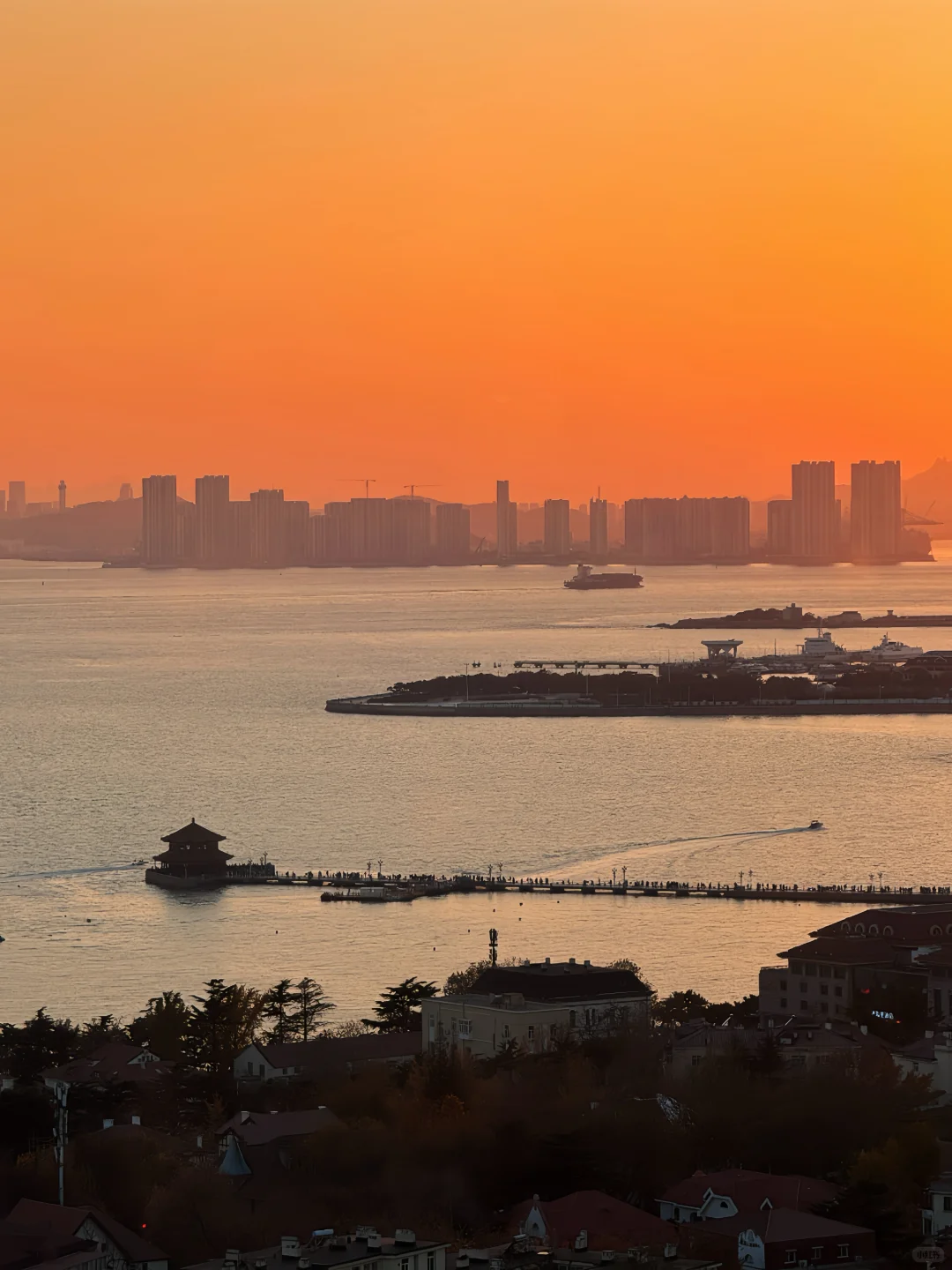 11.21实况｜青岛老城区秋日全景+日落，绝了！