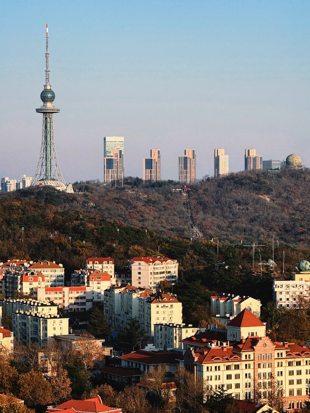 11.21实况｜青岛老城区秋日全景+日落，绝了！