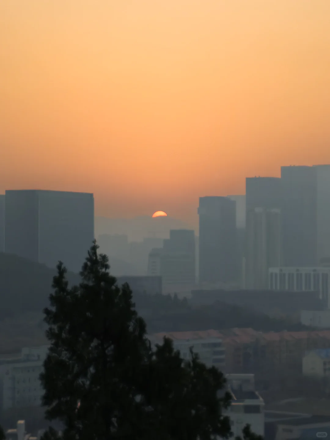 冬日济南难得一见的日落西山。
