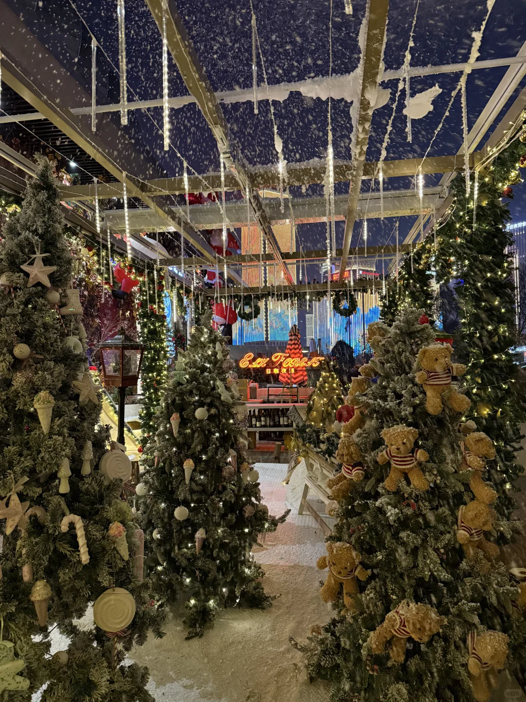 实况❕济南！！ 圣诞森林飘雪❄️太浪漫了🫎🎄🌟