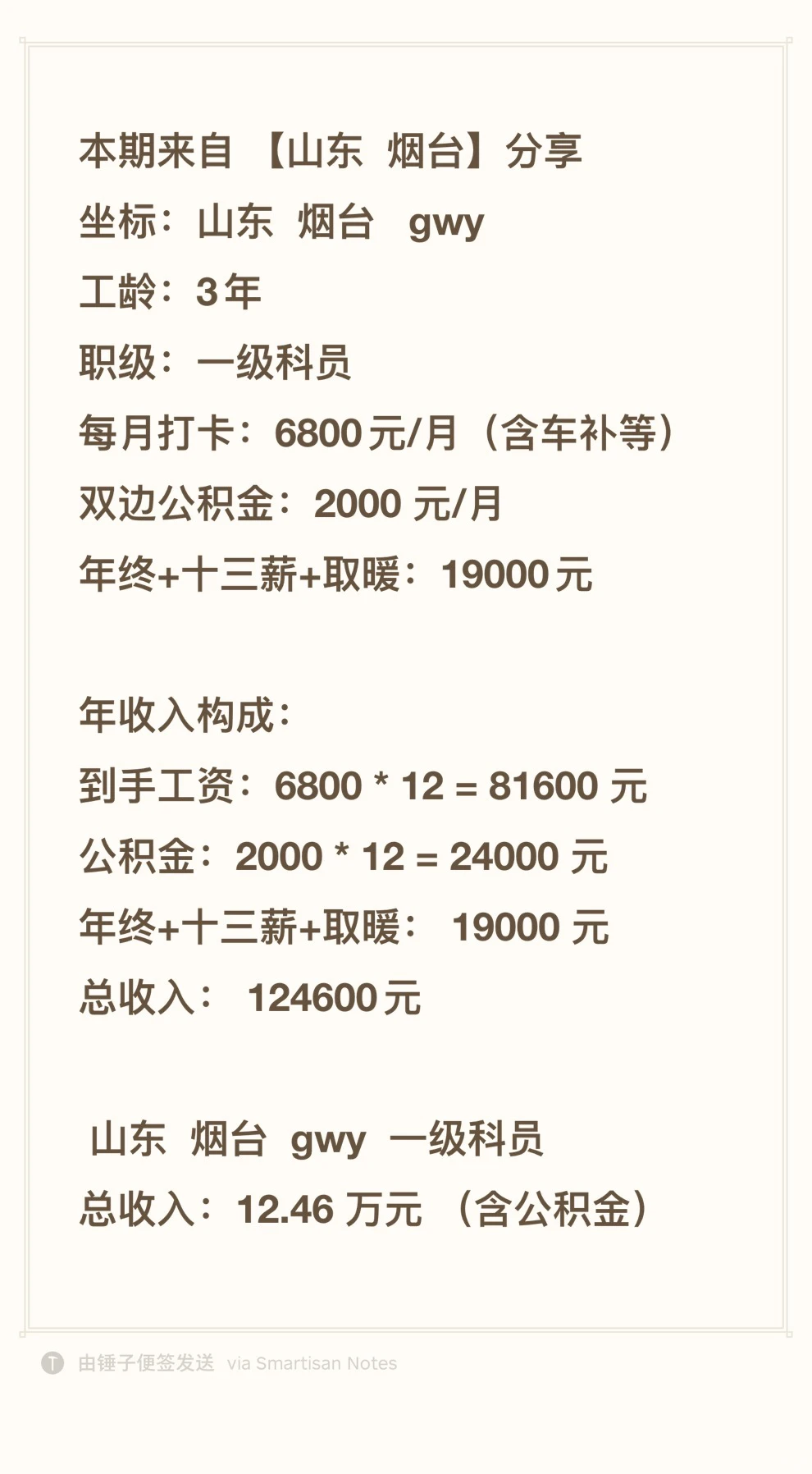 山东 烟台 公务员 真实待遇