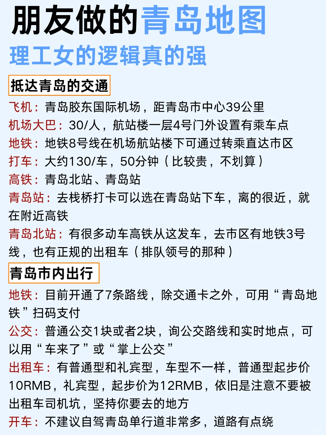 朋友熬大夜做的青岛地图🗺️理工女就是不
