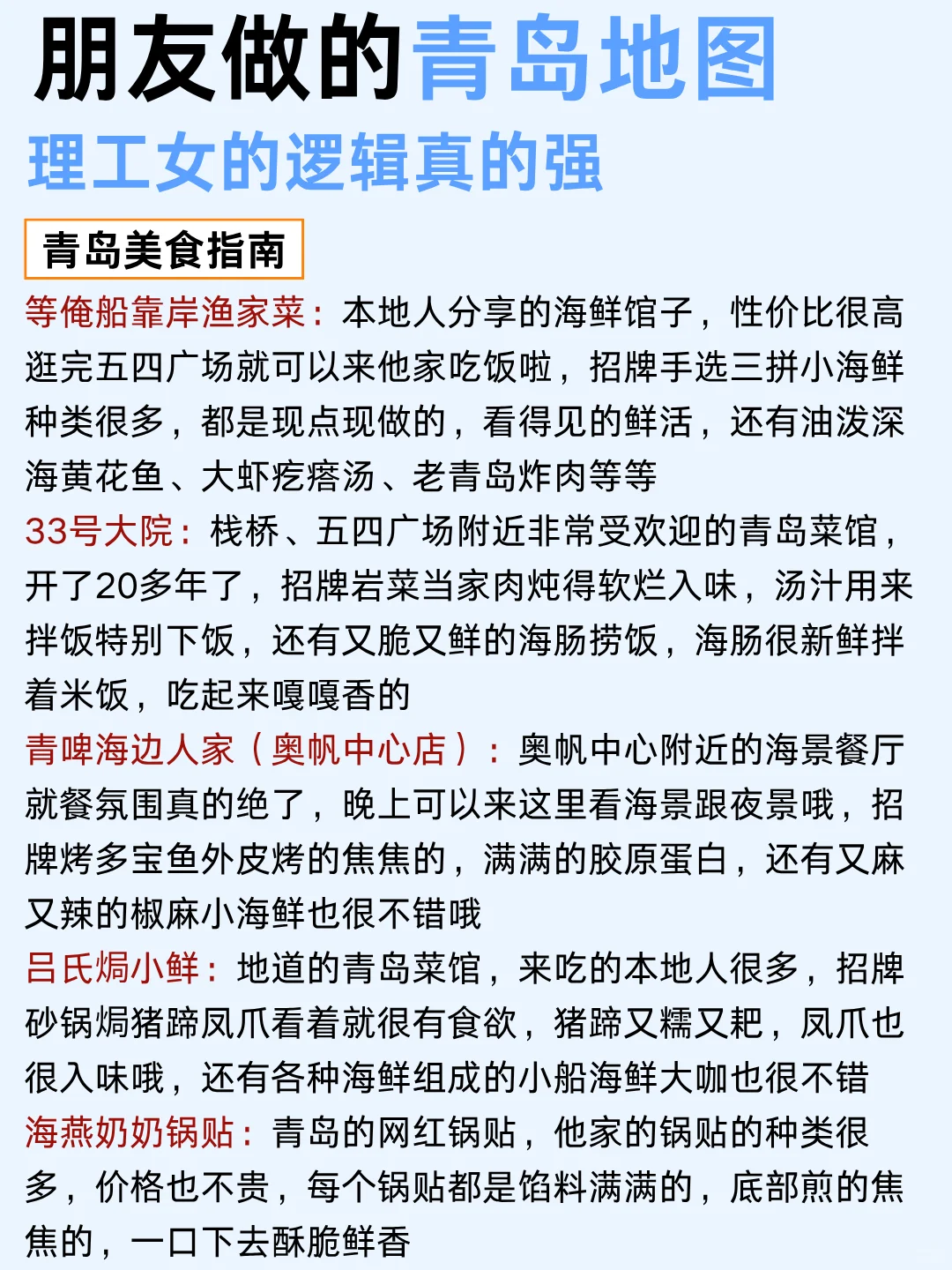 朋友熬大夜做的青岛地图🗺️理工女就是不