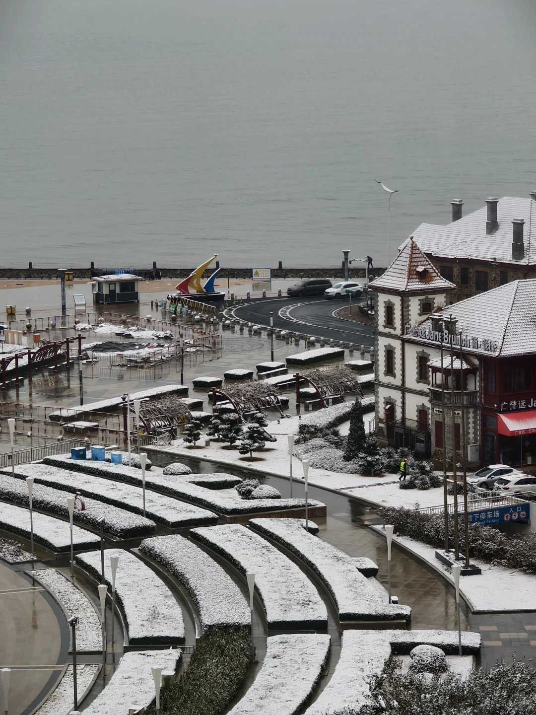 来看，今日烟台雪景实况❄️
