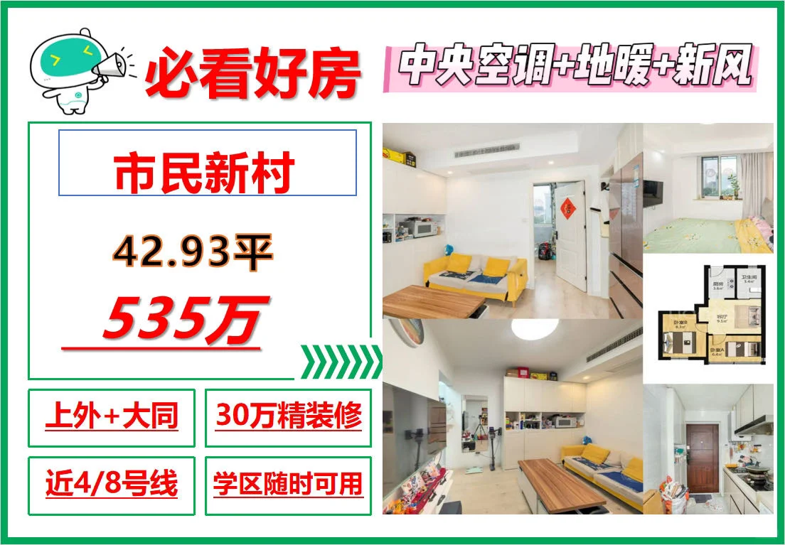 30万精装，双南2房，上外+大同