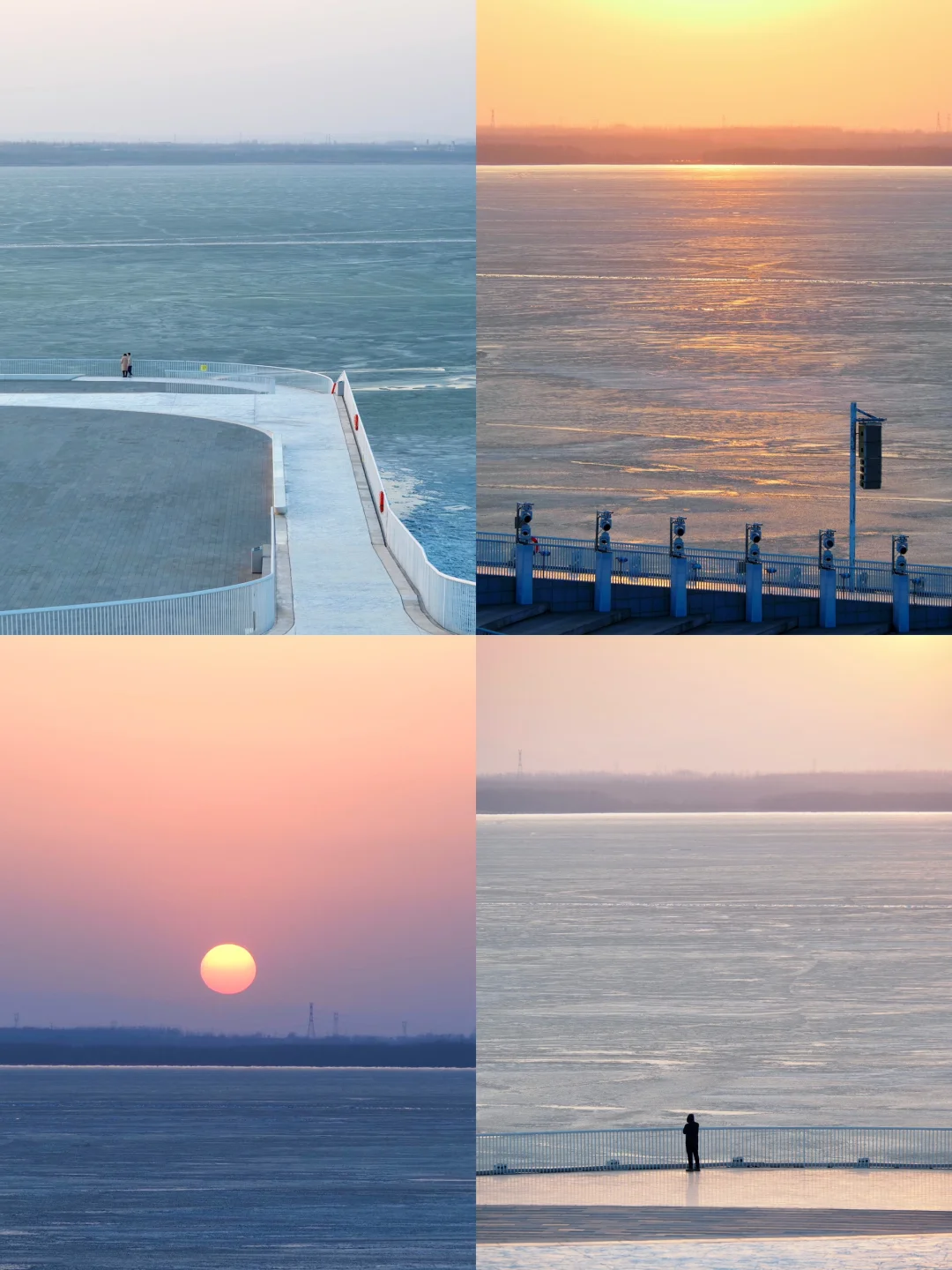 长治湿地公园的湖上日落