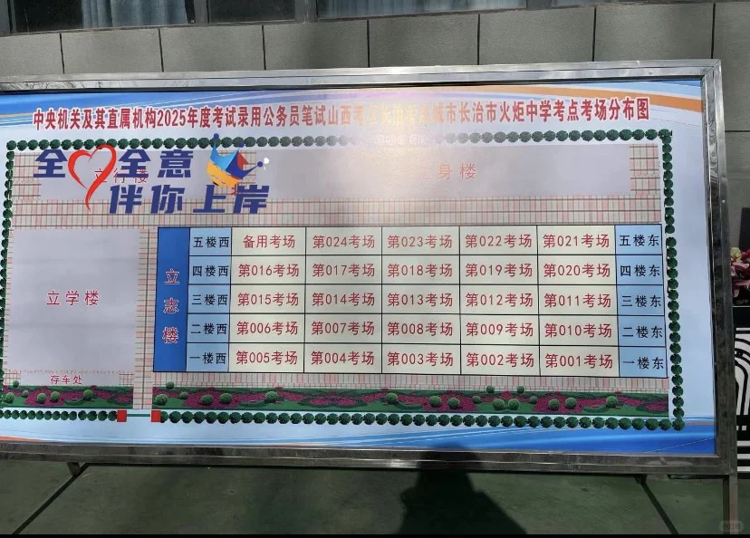 长治国考笔试考点统计完毕，等我考场分布图